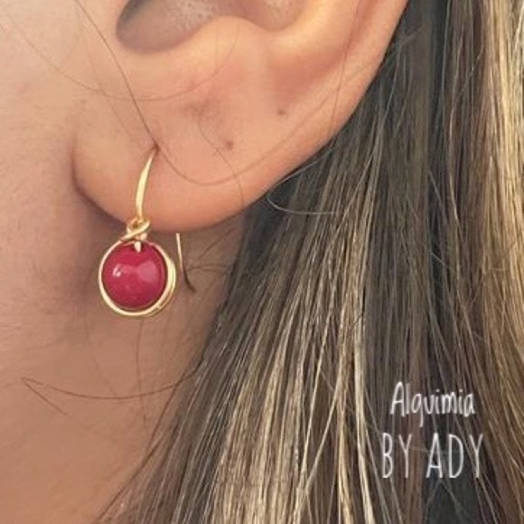 Bamboo Coral spheres/dangle drop earrings in gold/protection for Pieces … - Picture 2 of 5